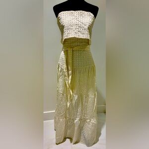 Moonsea bohemian ivory strapless dress